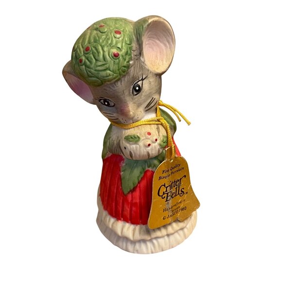 Vintage 1980 Critter Bells Mouse Figurine by Jasco Porcelain Christmas Bell J-1- - Picture 1 of 10